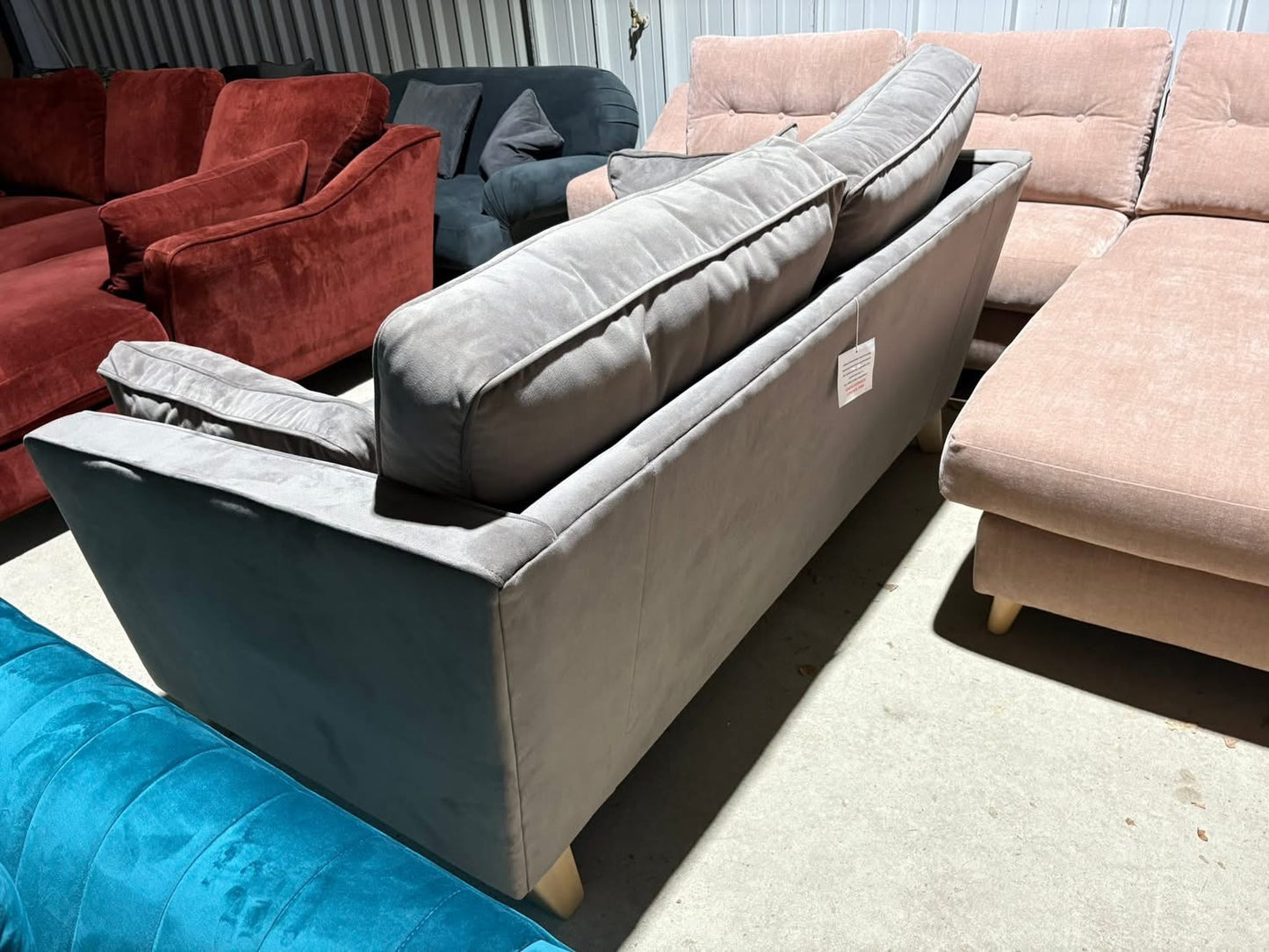 Mocha velvet 3 seater sofa