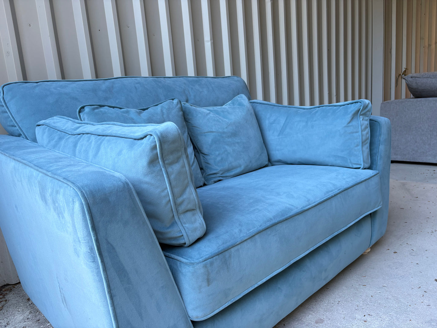 Stunning Cuddler Armchair in Baby Blue Velvet