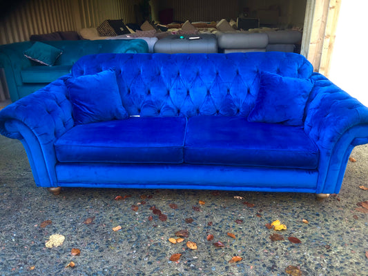 Large 4 seater Bordeaux in rich blue velvet