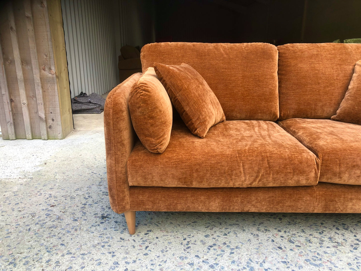 New 3 Seater Sofa in gorgeous Burnt Copper fabric.