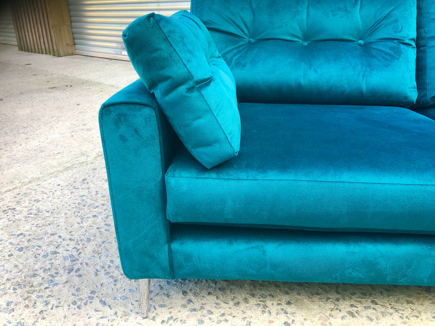 Matching pair of new Teal Velvet Sofas