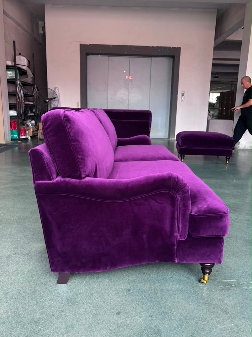 The Balmoral 3 seater in Deep Purple Velvet