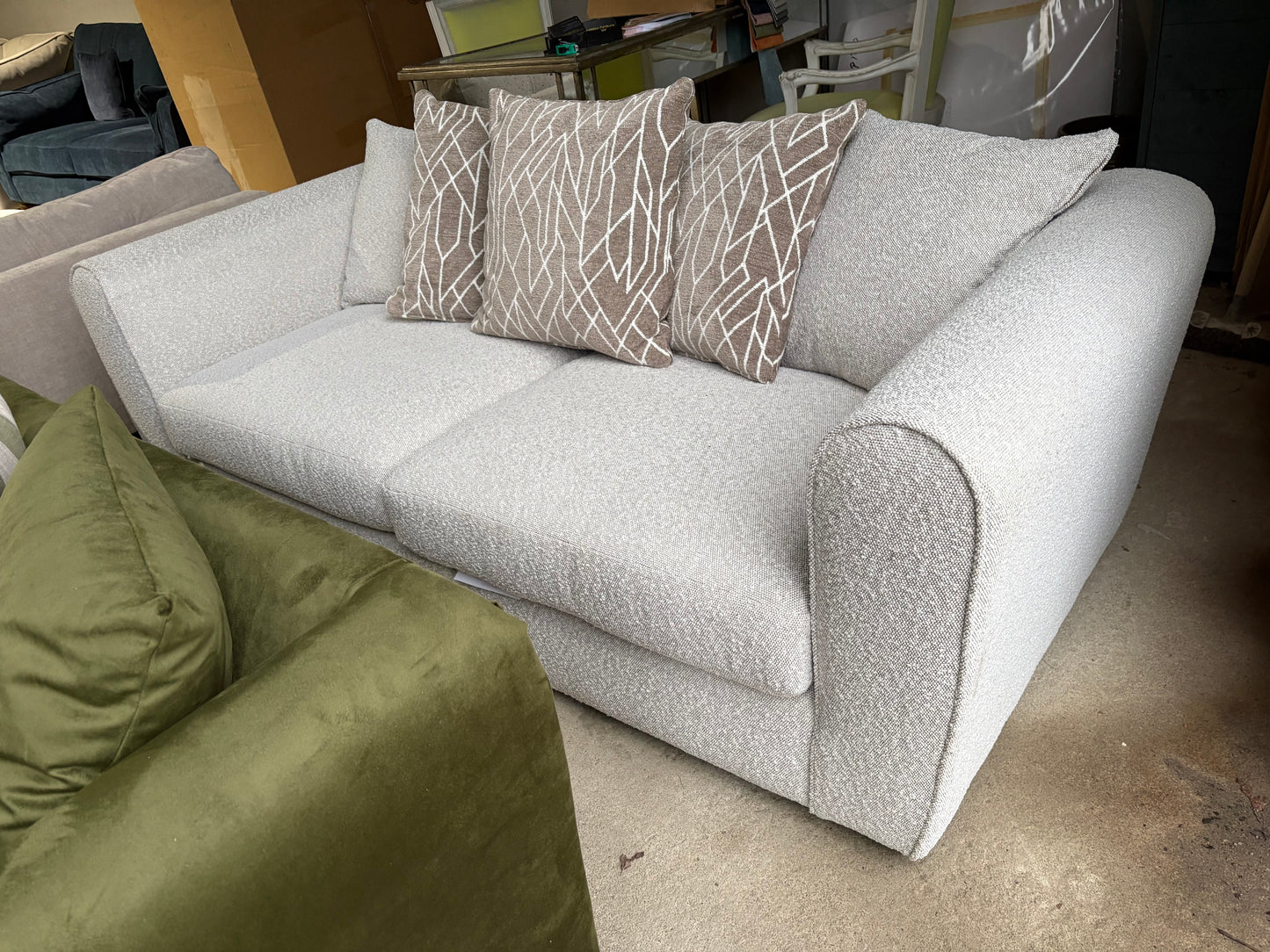 Stone colour Boucle 3 seater Sofa