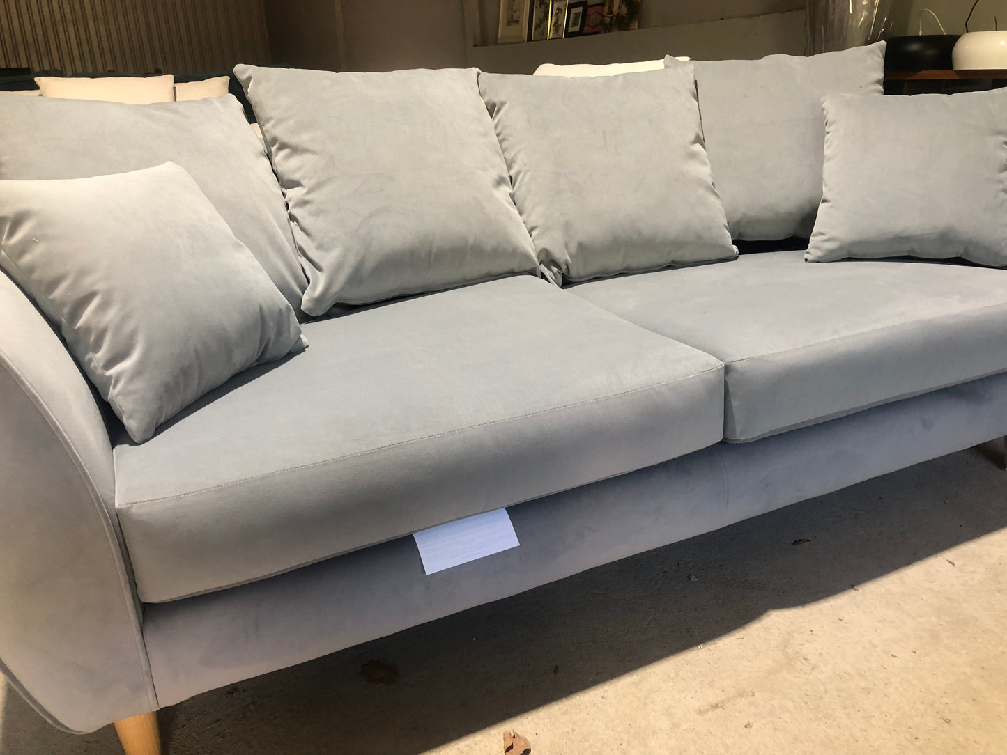 Three Seater Grey Velvet Sofa