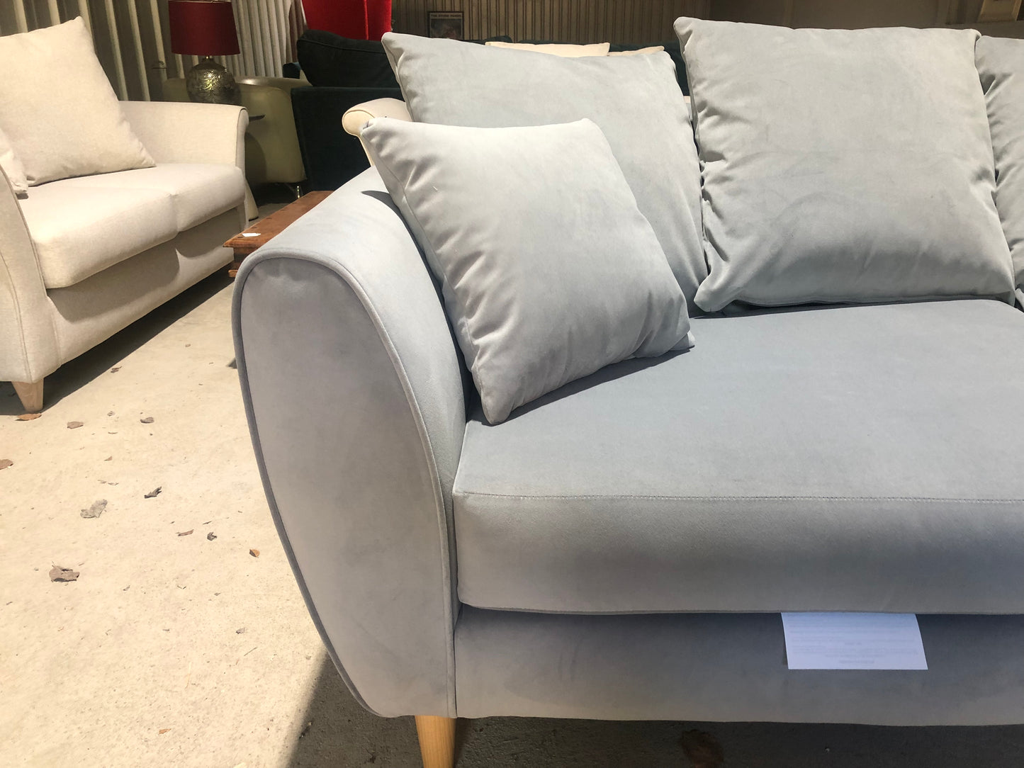 Three Seater Grey Velvet Sofa