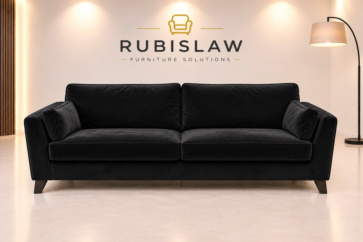 Pair of Black Velvet Sofas-3 seater and 2 seater