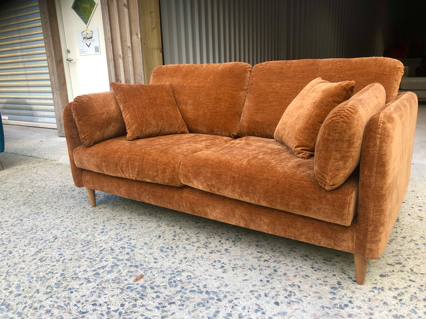 New 3 Seater Sofa in gorgeous Burnt Copper fabric.