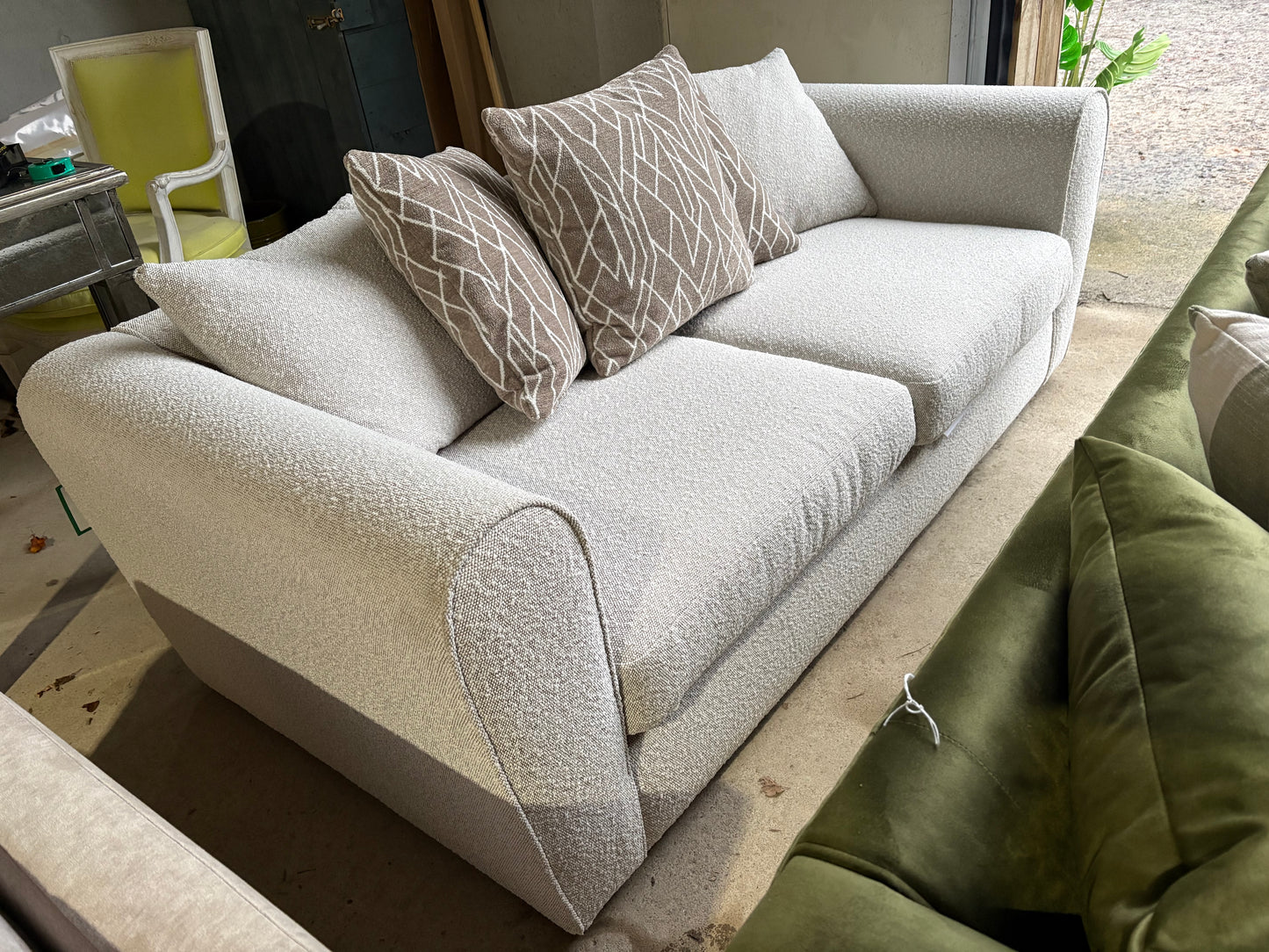Stone colour Boucle 3 seater Sofa