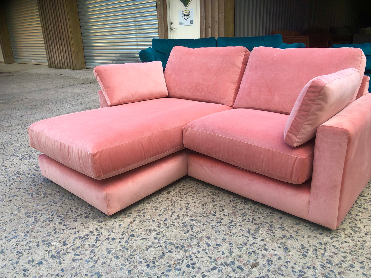 Rather Peachy Velvet Corner Sofa