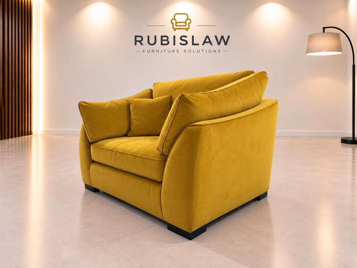Cuddler Armchair in Mustard Velvet