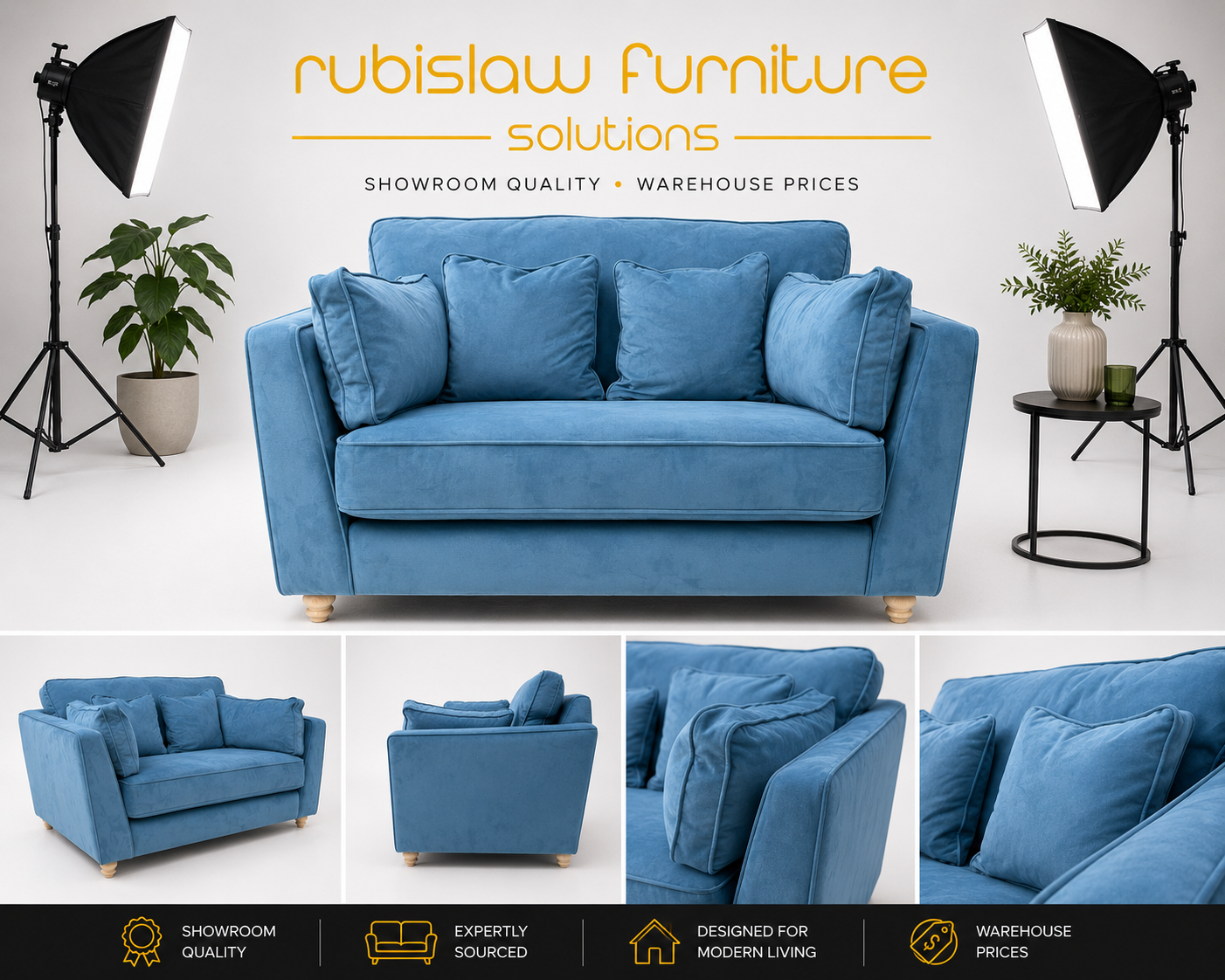 Stunning Cuddler Armchair in Baby Blue Velvet