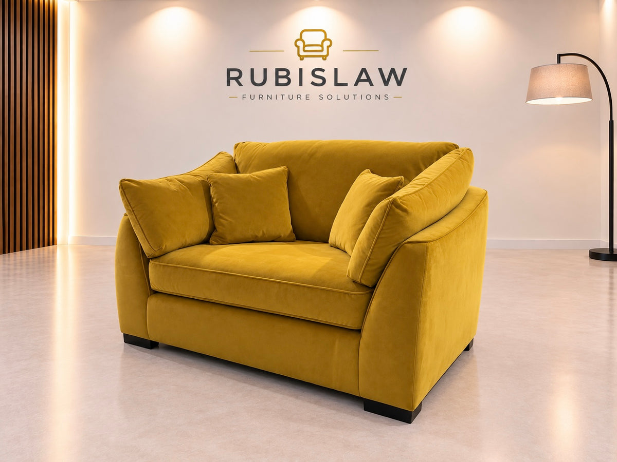 Cuddler Armchair in Mustard Velvet