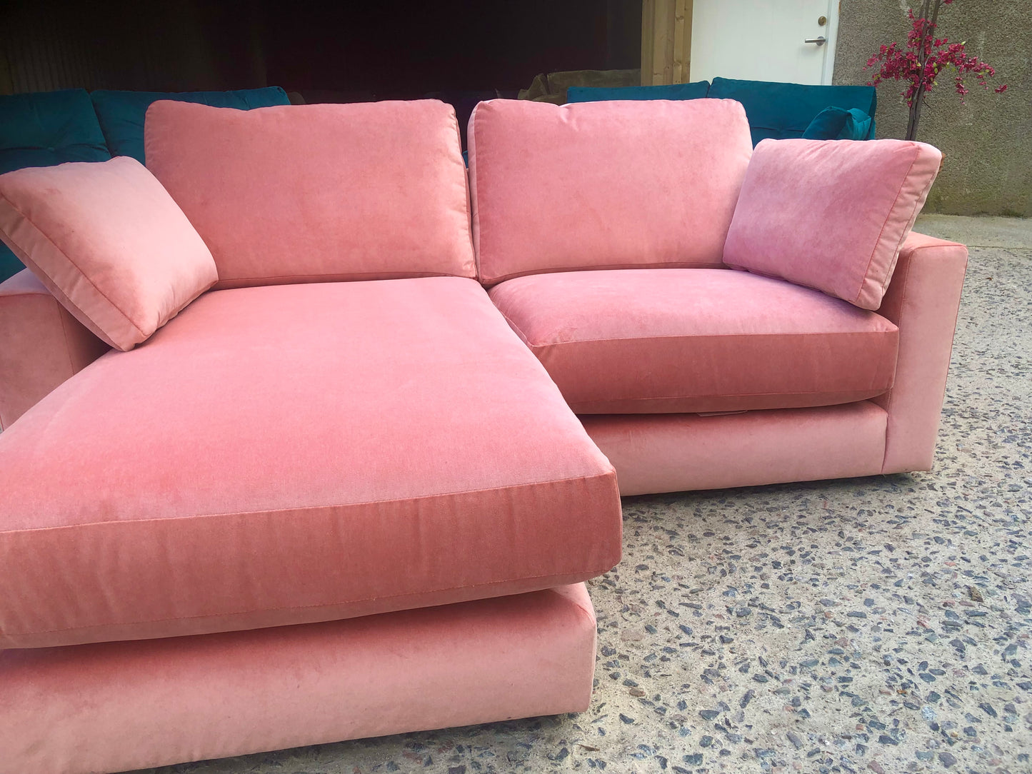 Rather Peachy Velvet Corner Sofa