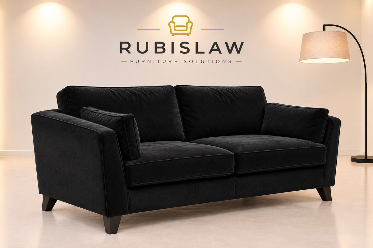Pair of Black Velvet Sofas-3 seater and 2 seater