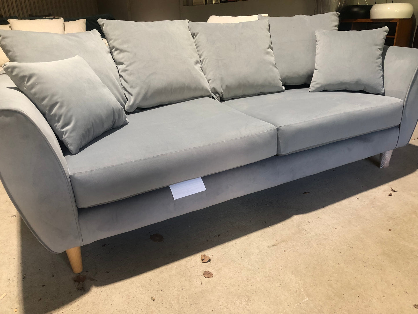 Three Seater Grey Velvet Sofa