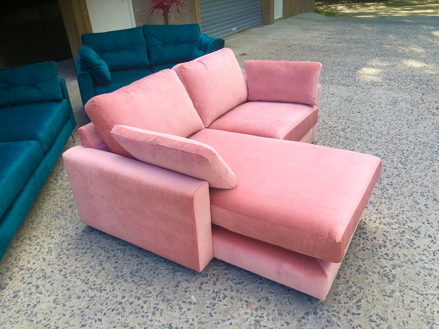 Rather Peachy Velvet Corner Sofa