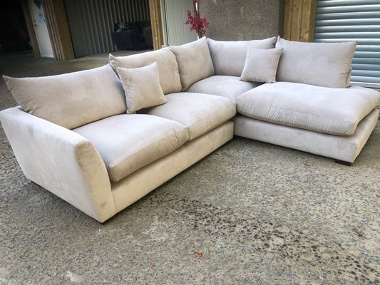 Large Corner Sofa in Corduroy Fabric