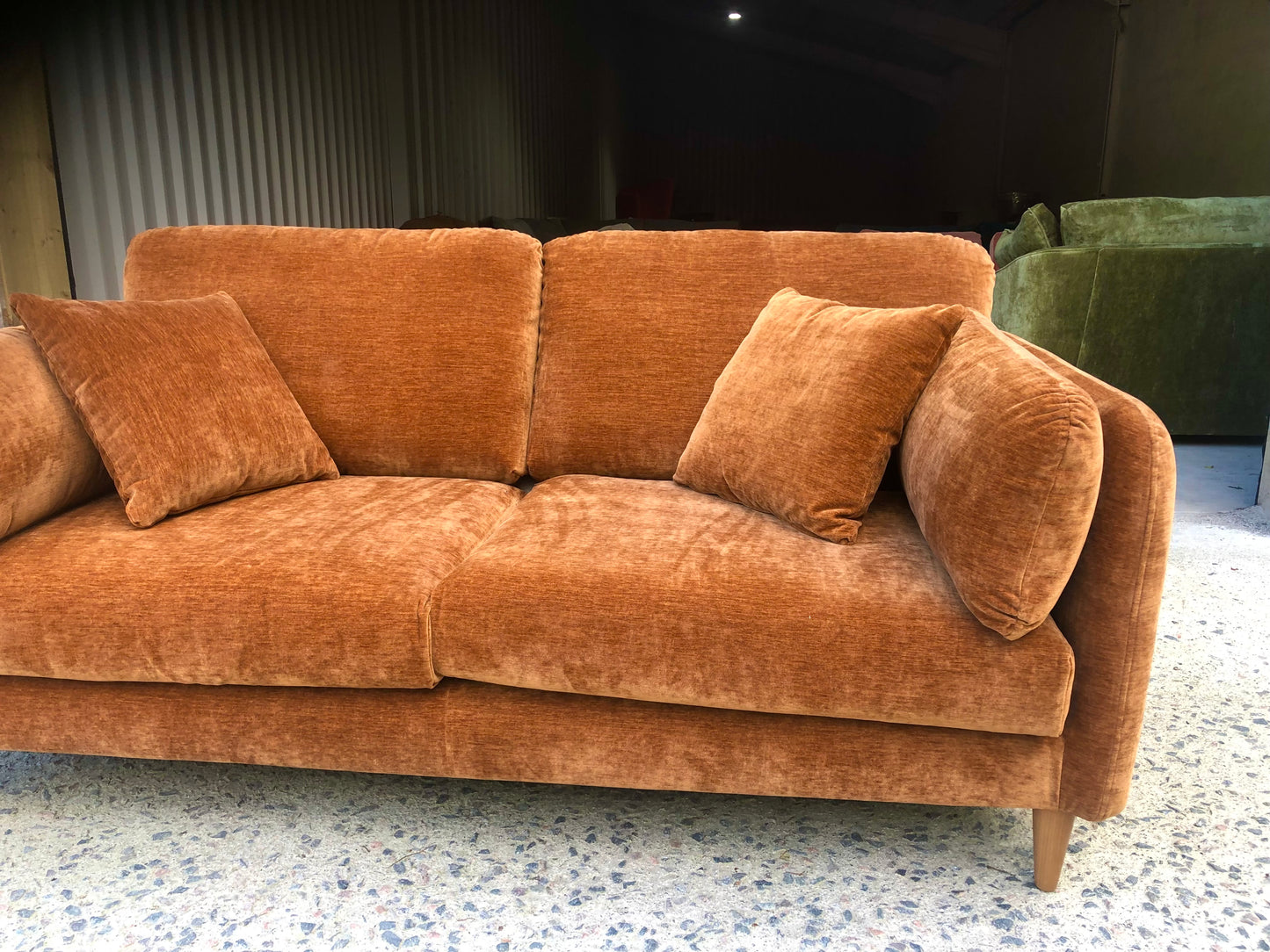 New 3 Seater Sofa in gorgeous Burnt Copper fabric.