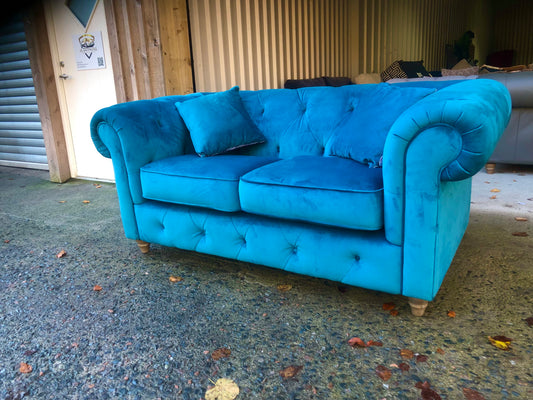 Teal 2 seater Chesterfield style sofa