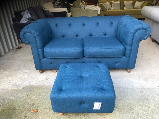 New Chesterfield Two Seater Sofa and Footstool