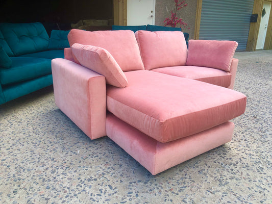 Rather Peachy Velvet Corner Sofa