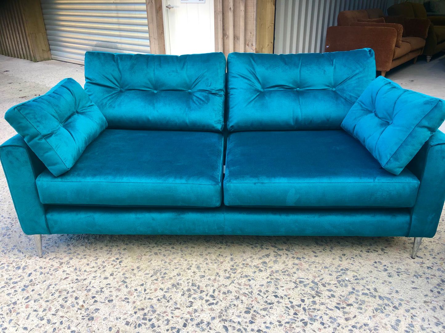 Matching pair of new Teal Velvet Sofas