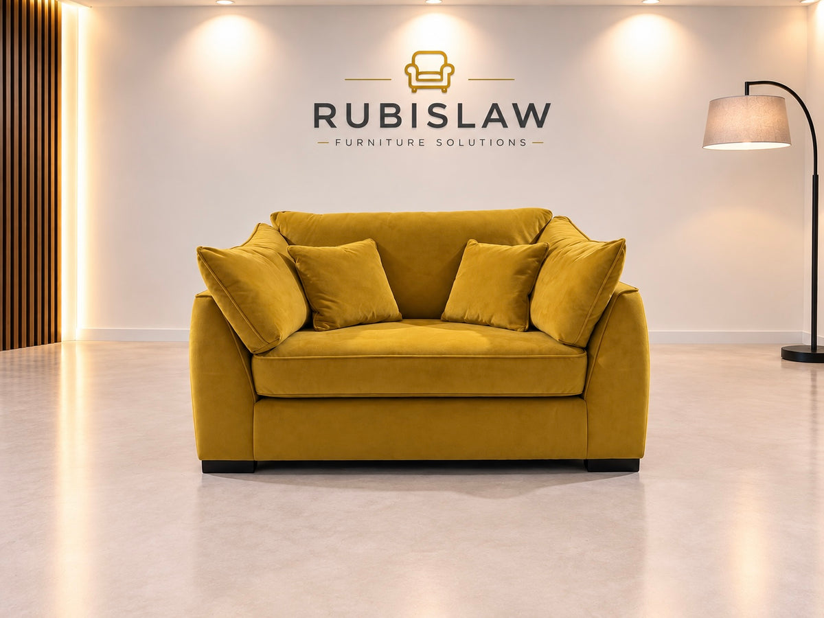 Cuddler Armchair in Mustard Velvet