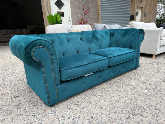 Teal Velvet 3 seater sofa