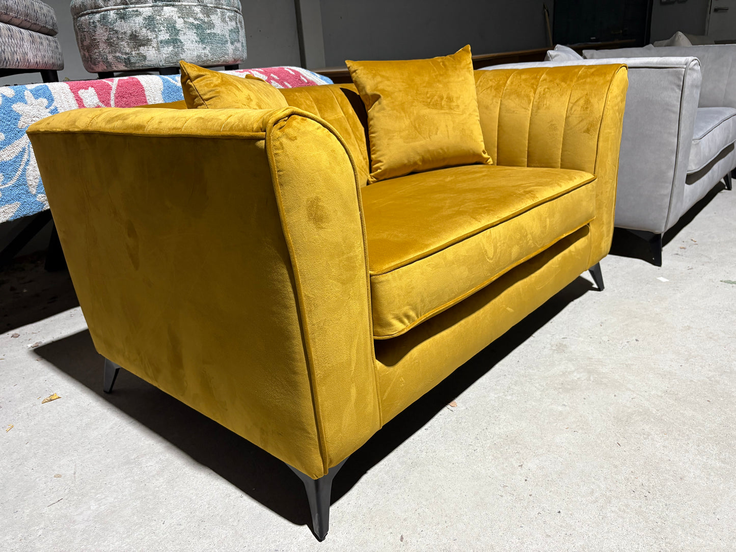 Shellback Cuddler Armchair in Turmeric Velvet