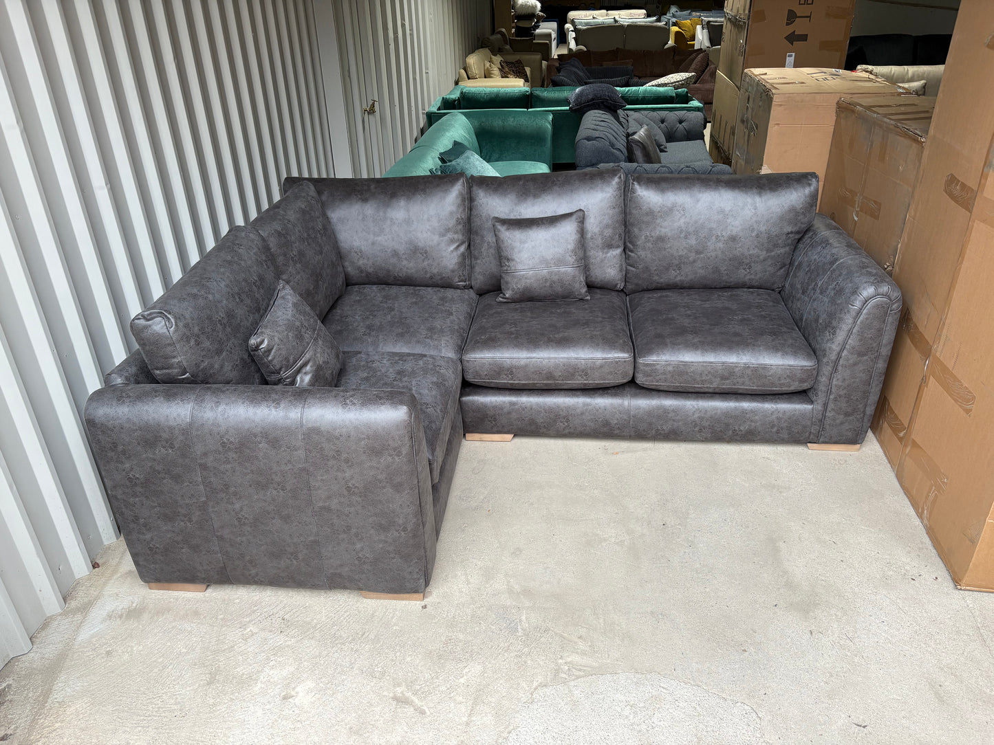 Large Vegan (Faux) Leather Corner Sofa