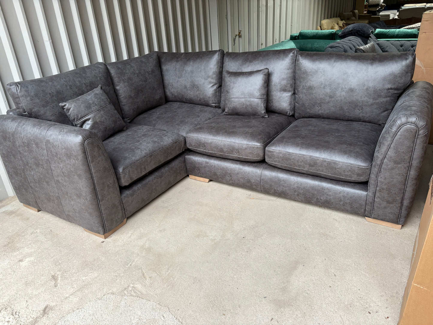 Large Vegan (Faux) Leather Corner Sofa