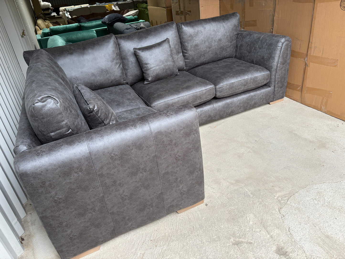 Large Vegan (Faux) Leather Corner Sofa