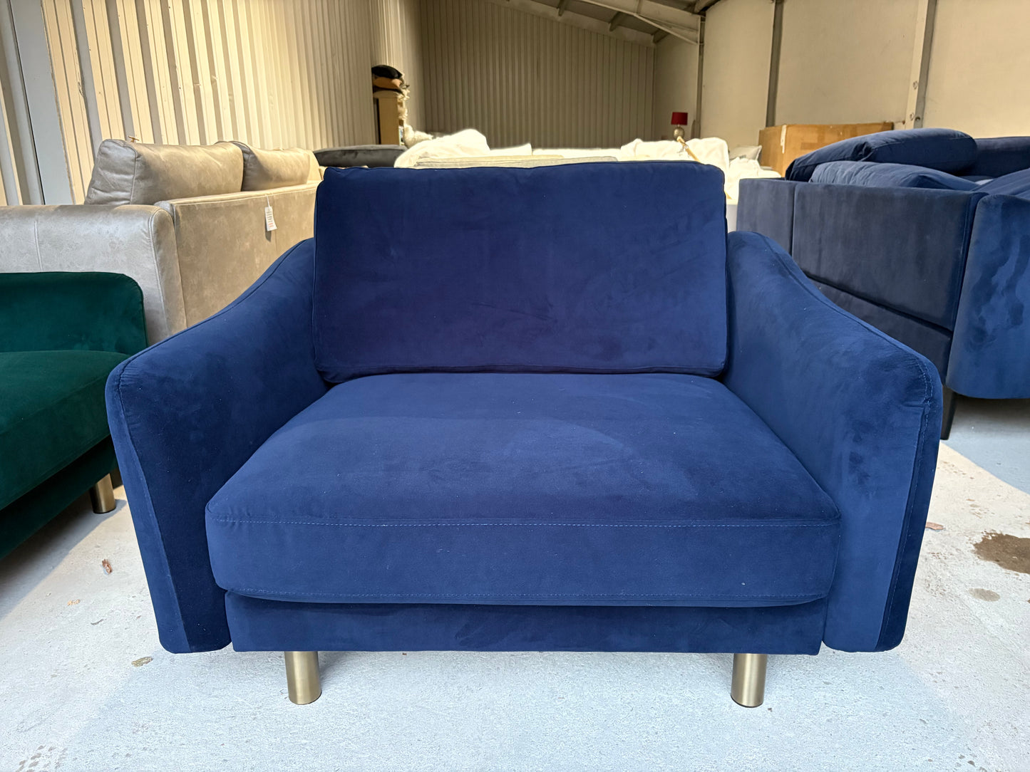 Cuddler Armchair in Blue Velvet
