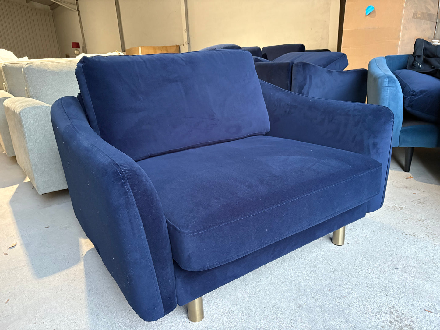 Cuddler Armchair in Blue Velvet