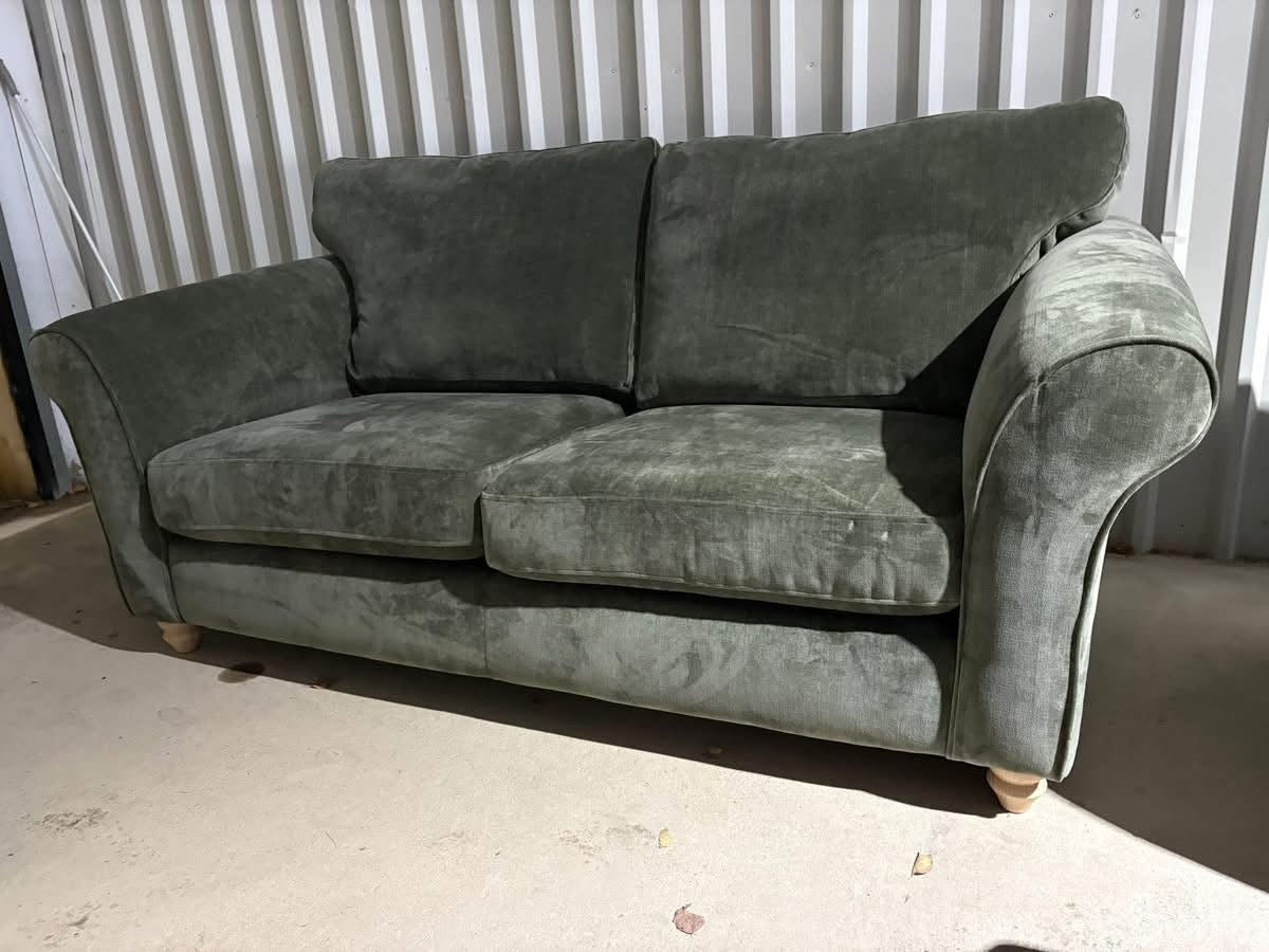 Smoke Green Velvet 3 seater sofa