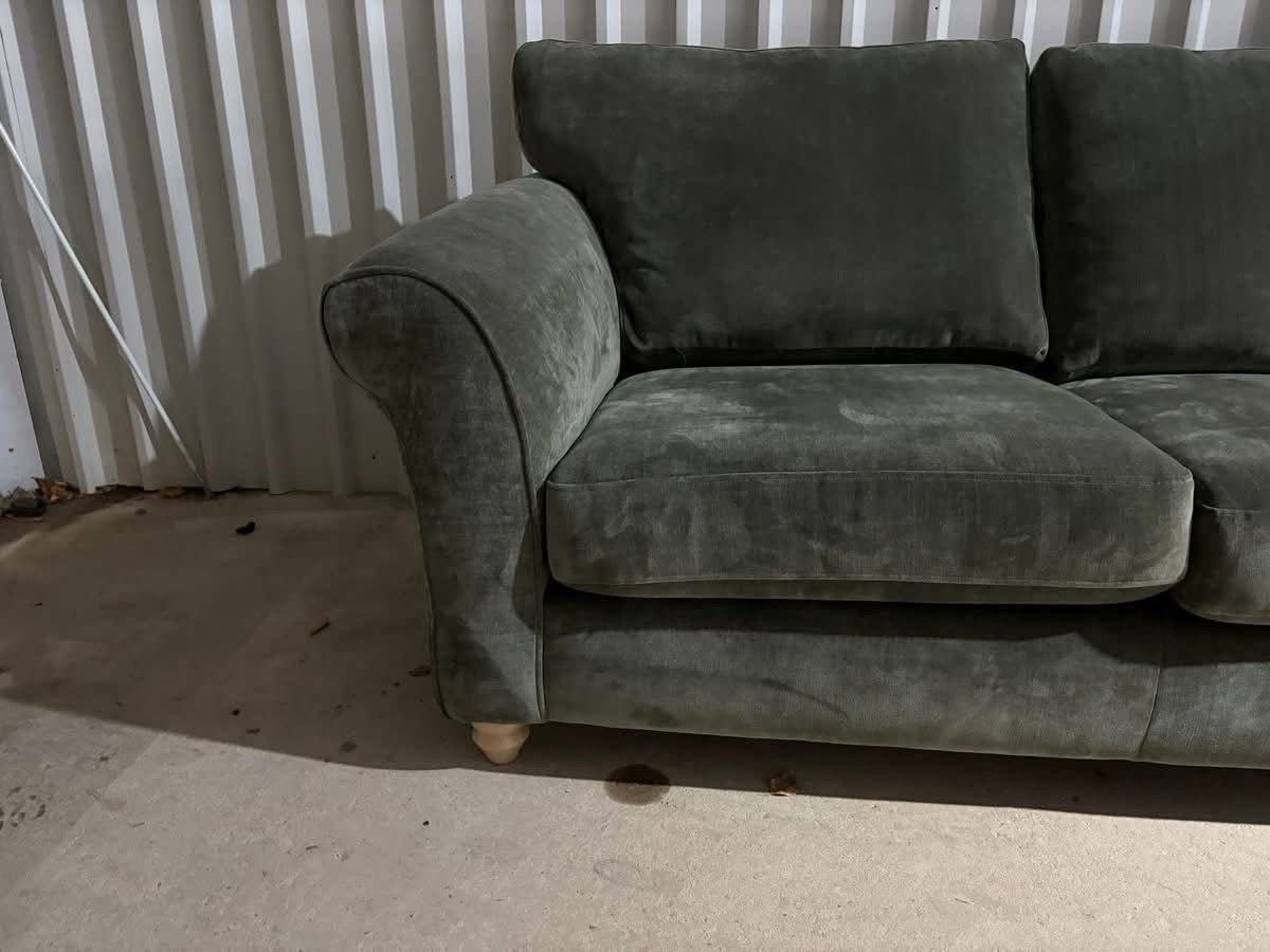 Smoke Green Velvet 3 seater sofa