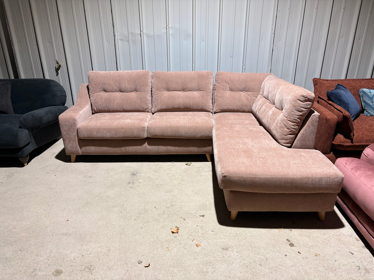 Salmon Pink Corner Sofa
