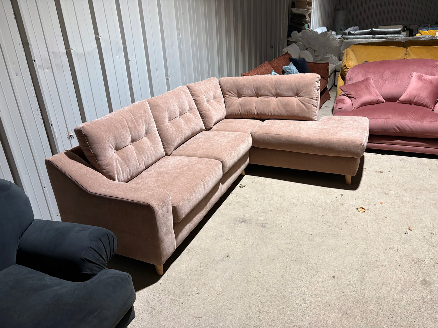 Salmon Pink Corner Sofa
