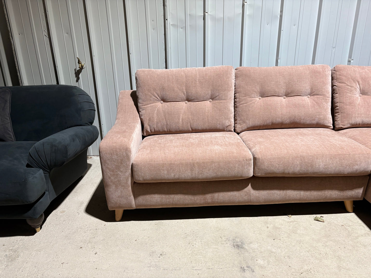 Salmon Pink Corner Sofa