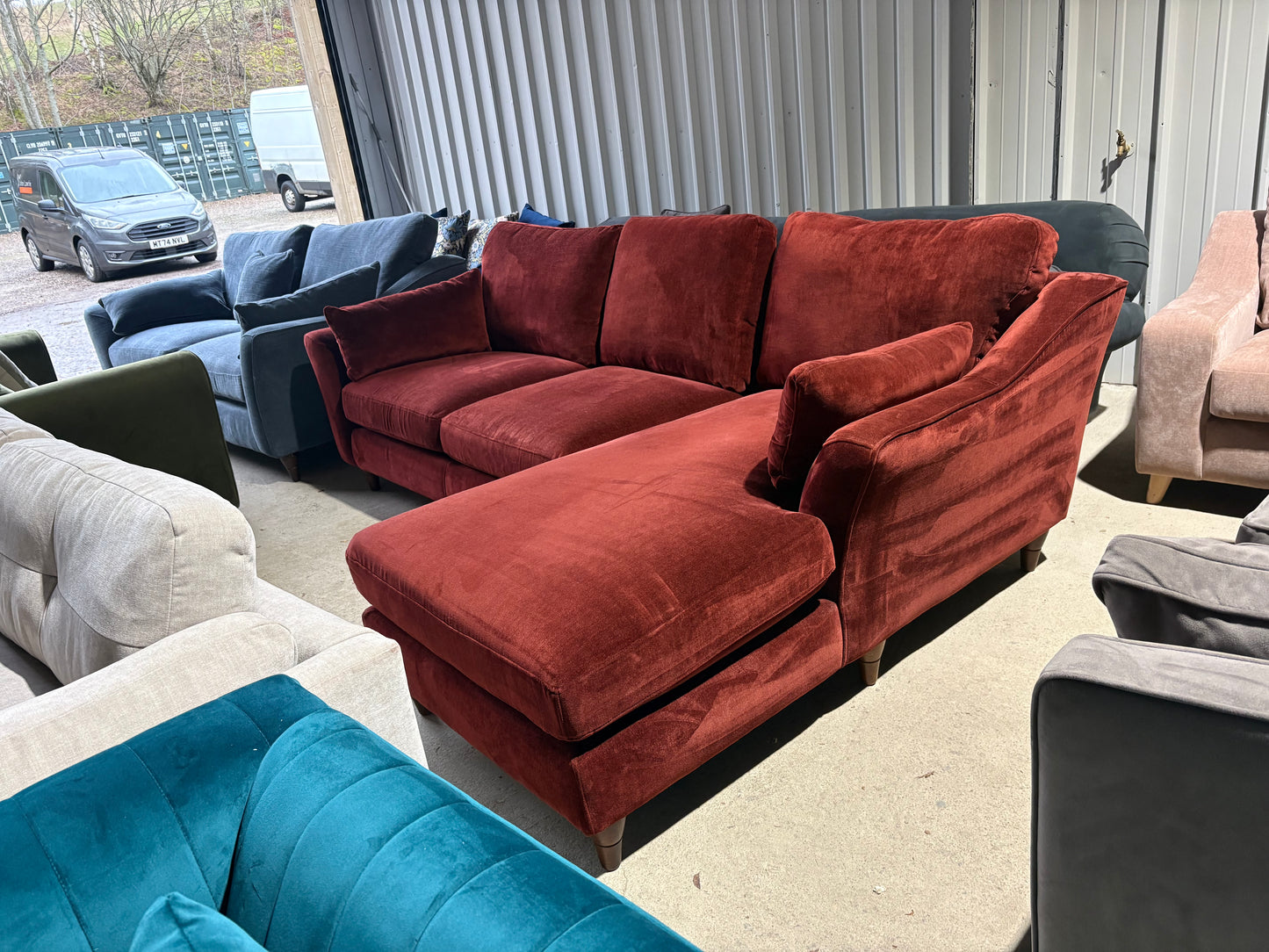 Stunning Rust Red Corner Sofa