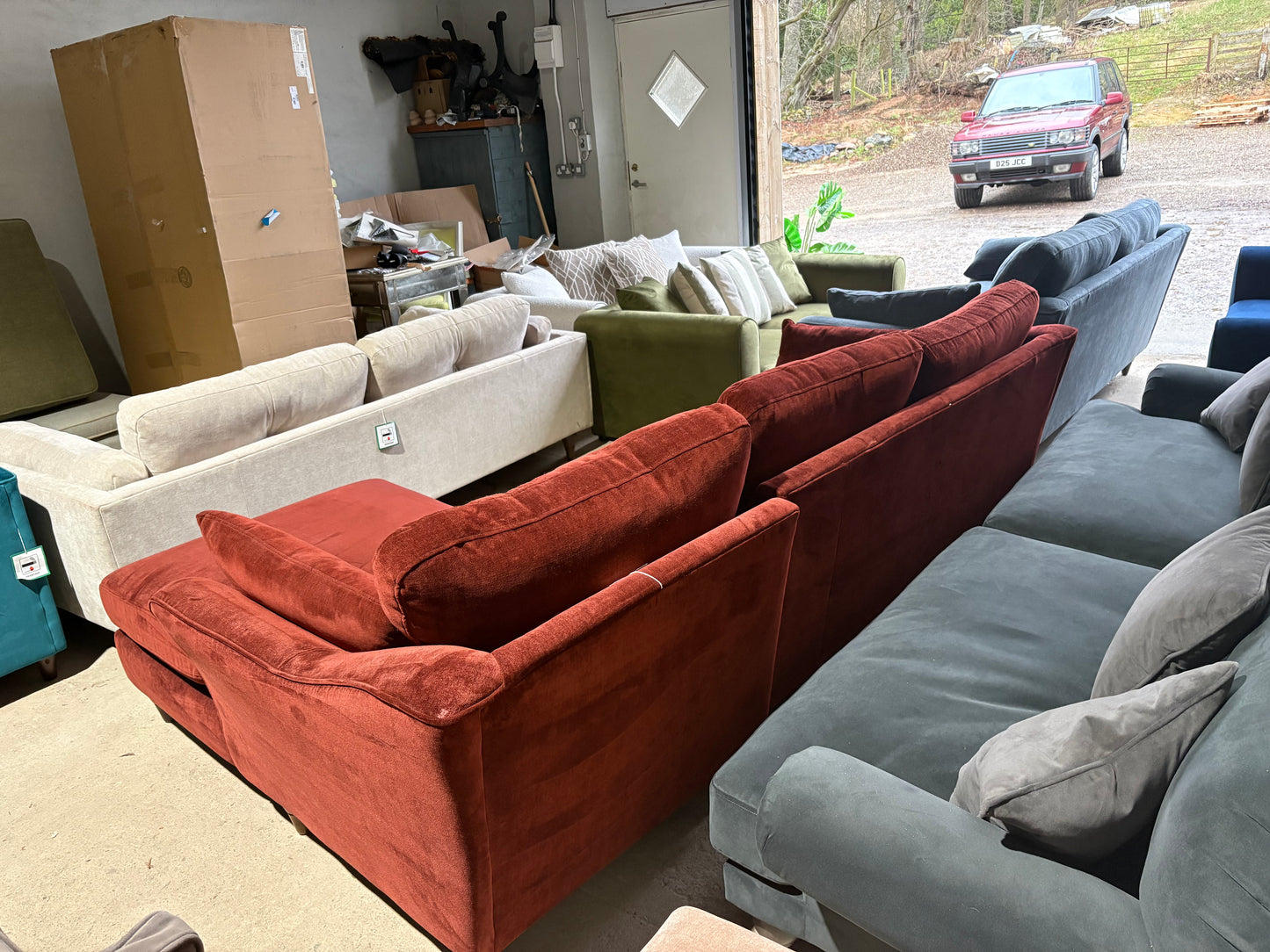 Stunning Rust Red Corner Sofa