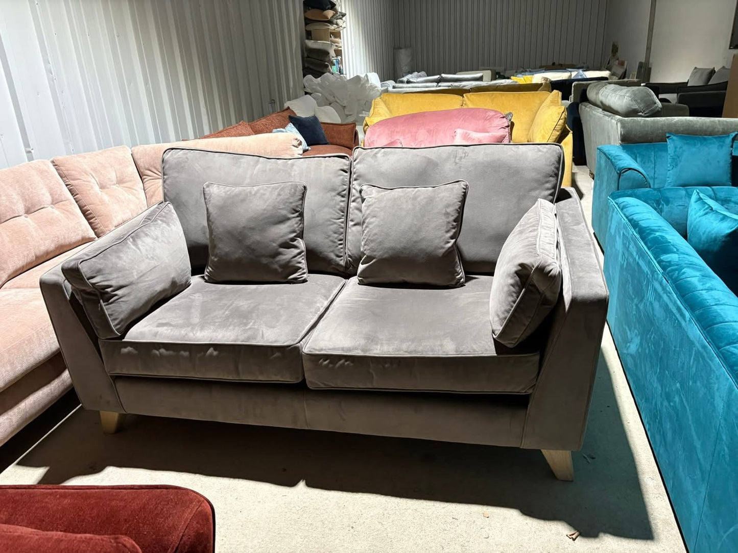 Mocha velvet 3 seater sofa