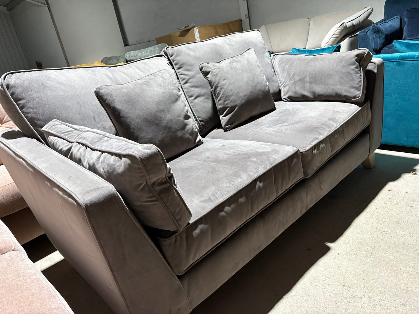Mocha velvet 3 seater sofa
