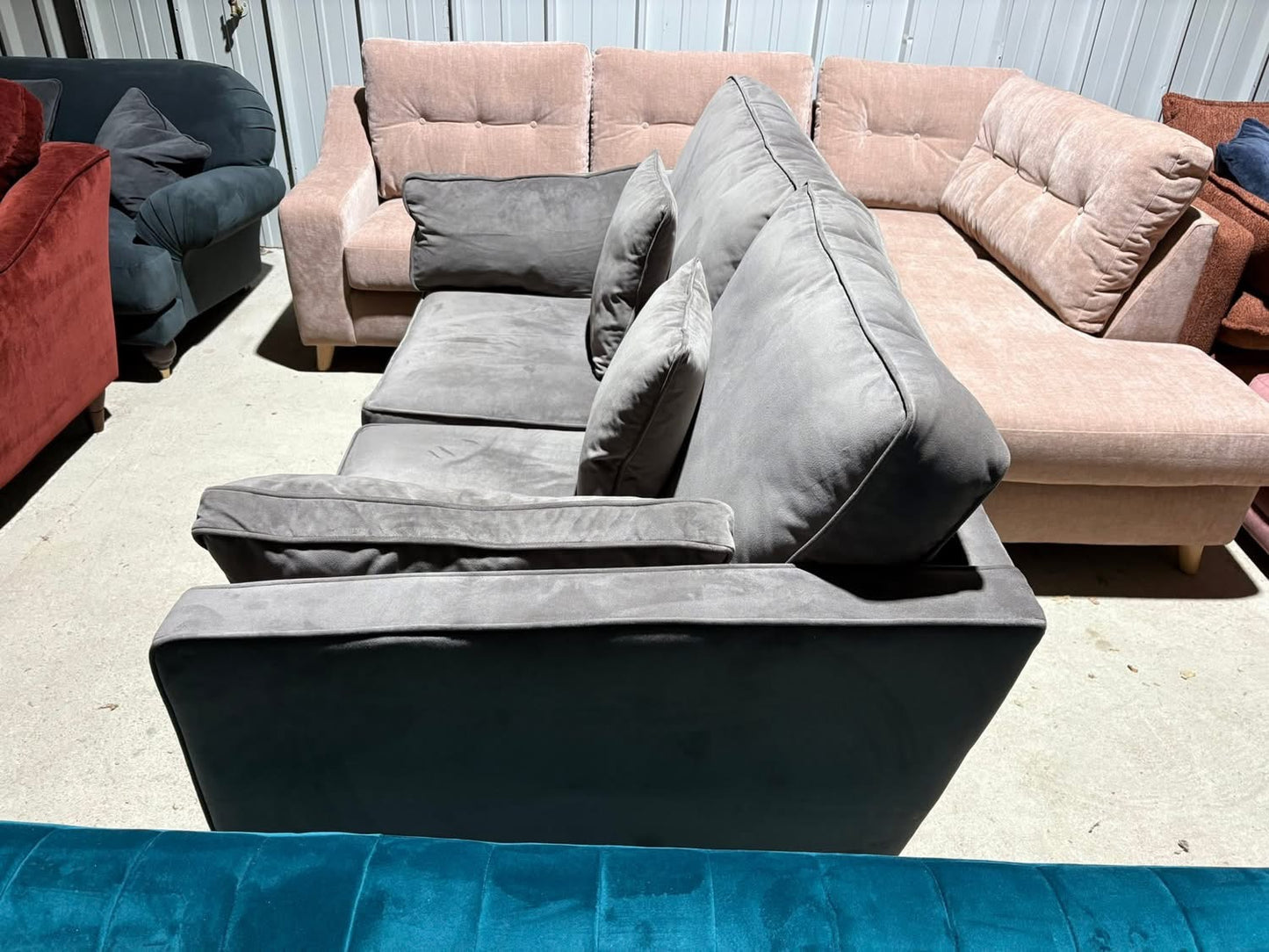 Mocha velvet 3 seater sofa