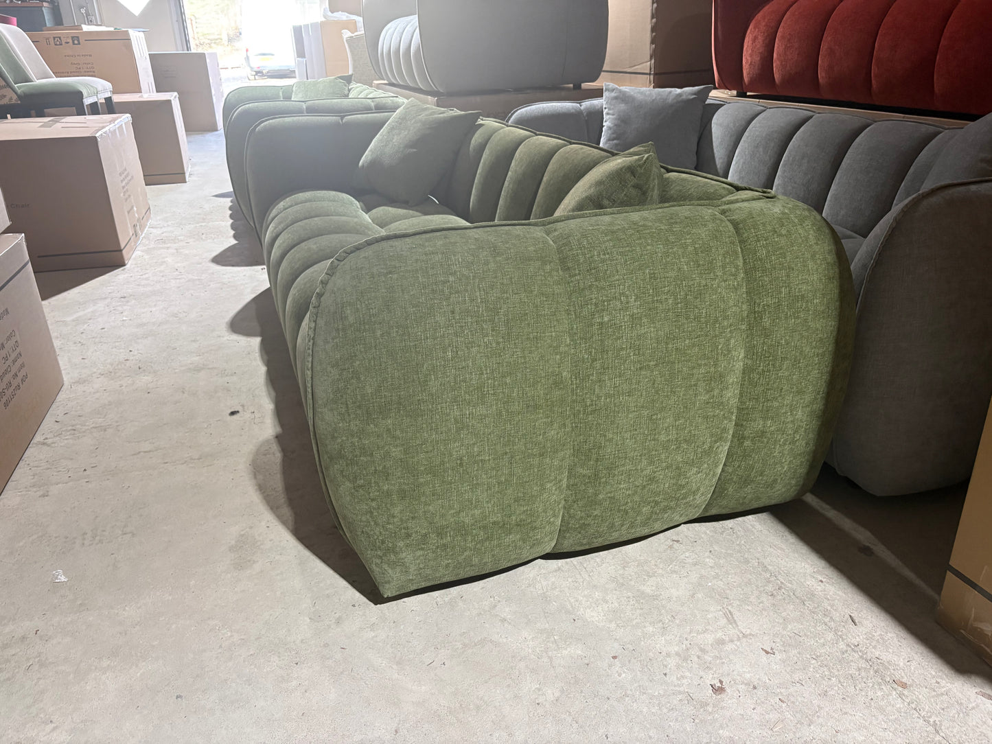 The Donside 3 seater Bubble Sofa in Moss Green