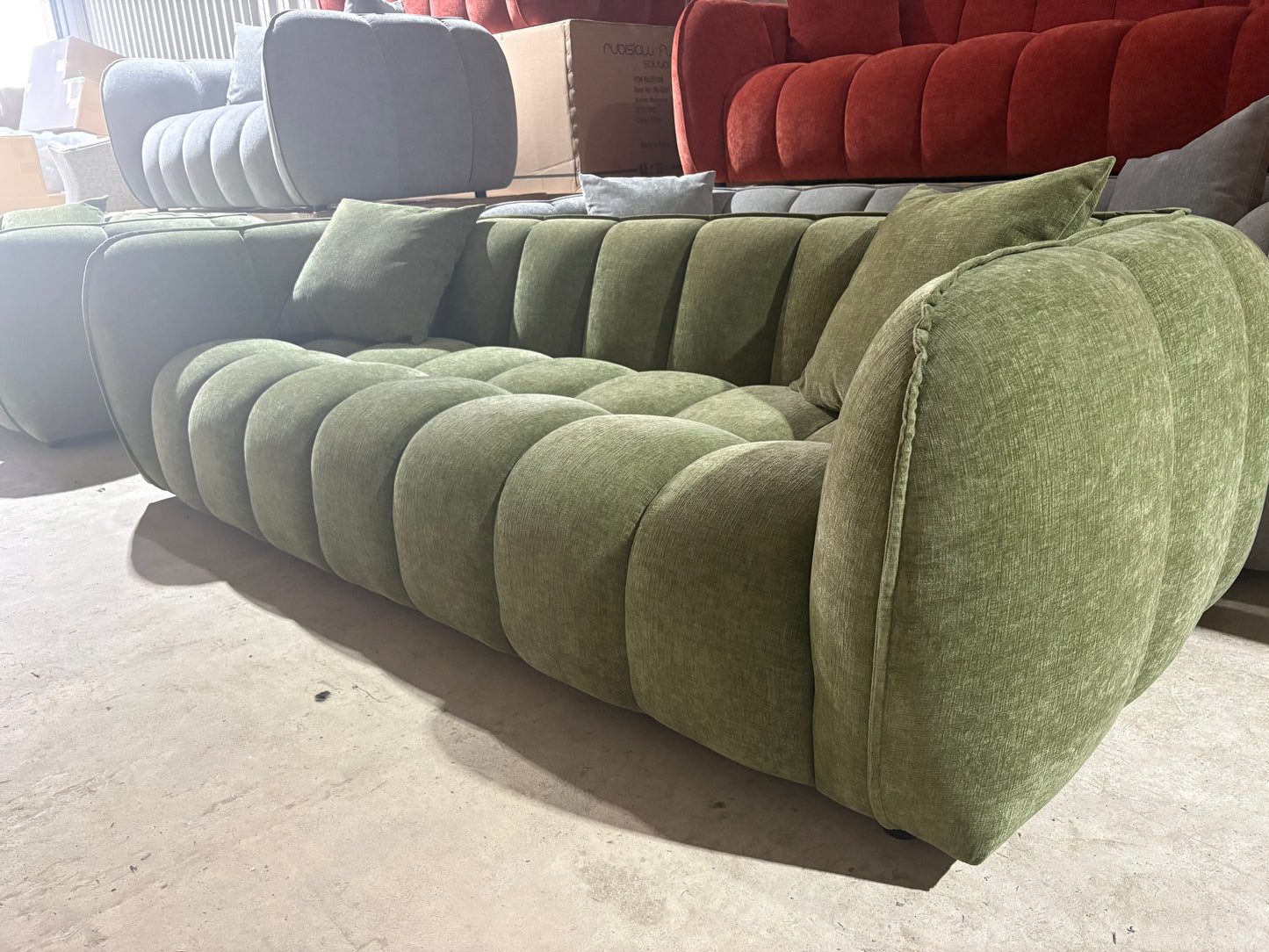 The Donside 3 seater Bubble Sofa in Moss Green