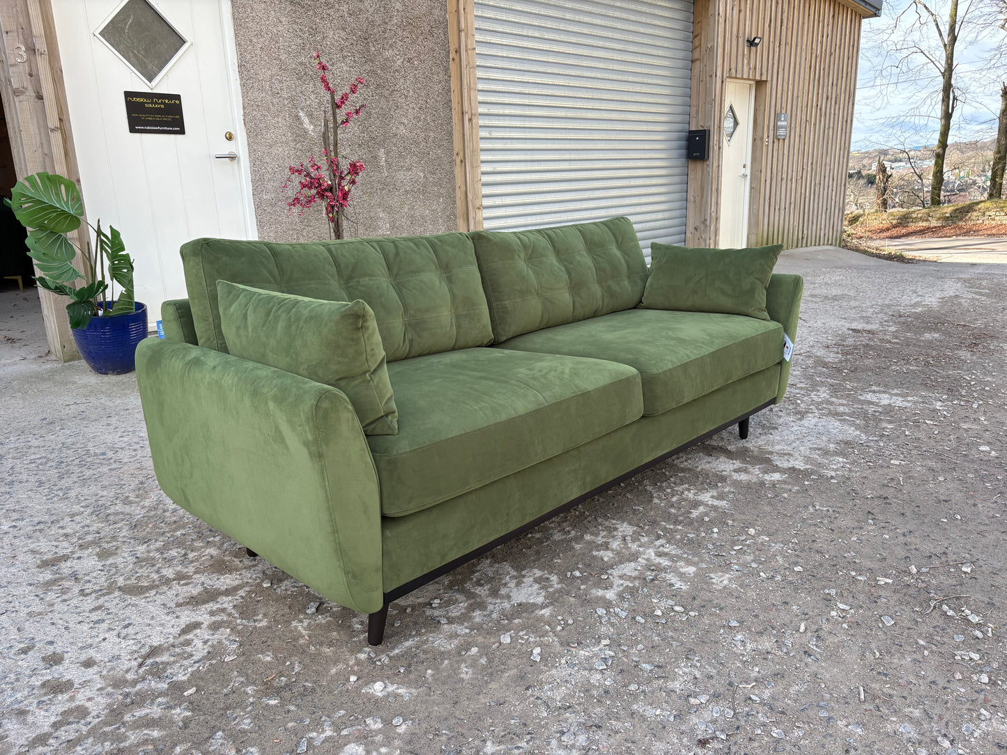 Green Velvet 3 seater sofa
