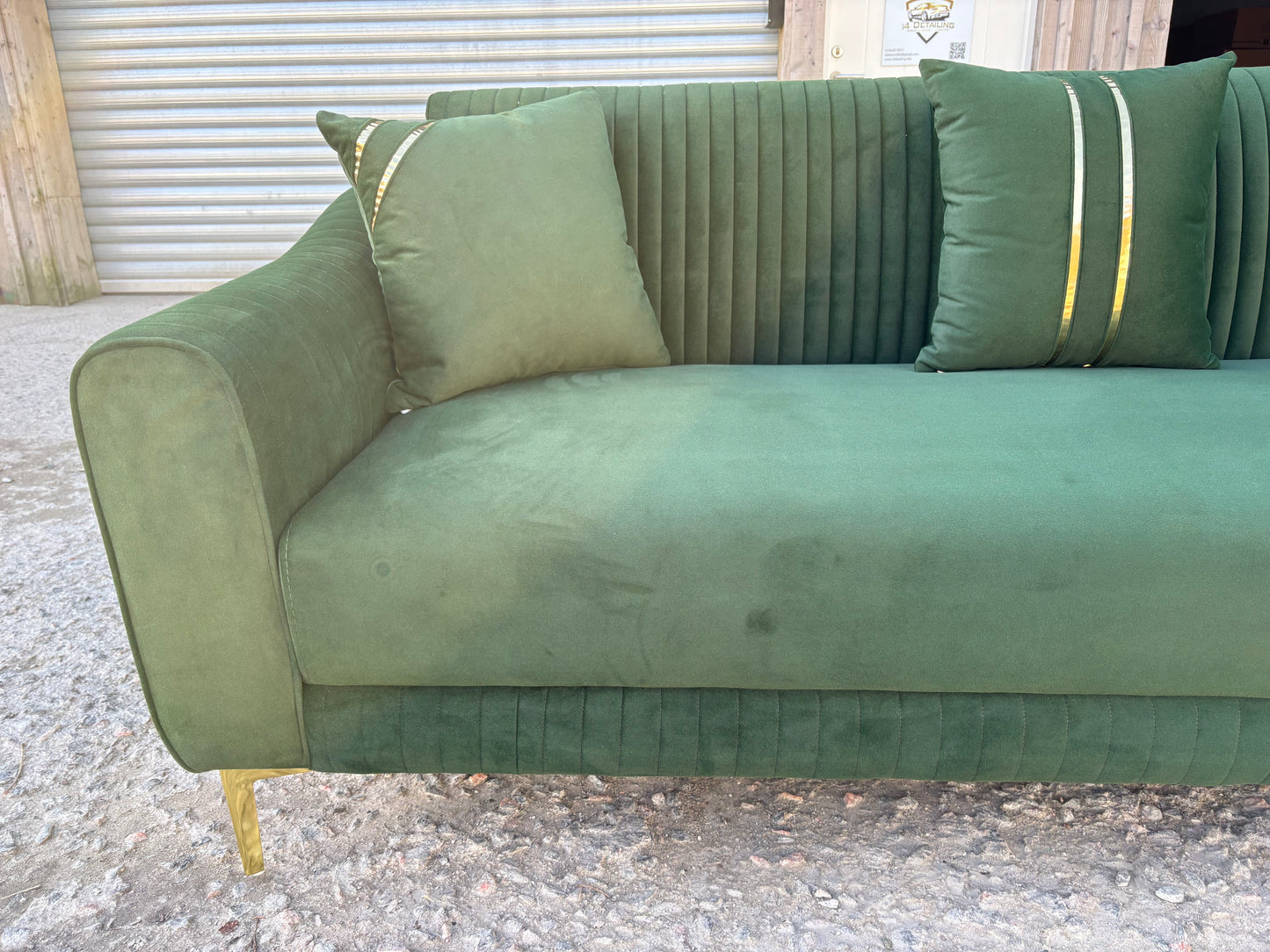 Art Deco Design 3 seater in Green Velvet