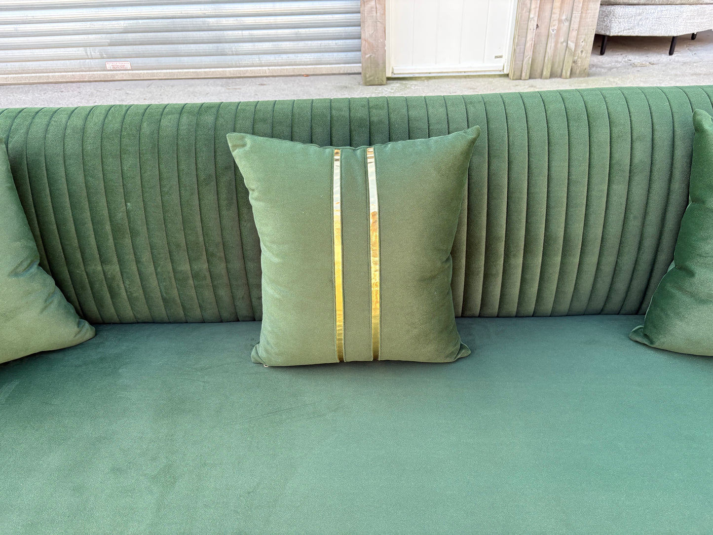 Art Deco Design 3 seater in Green Velvet