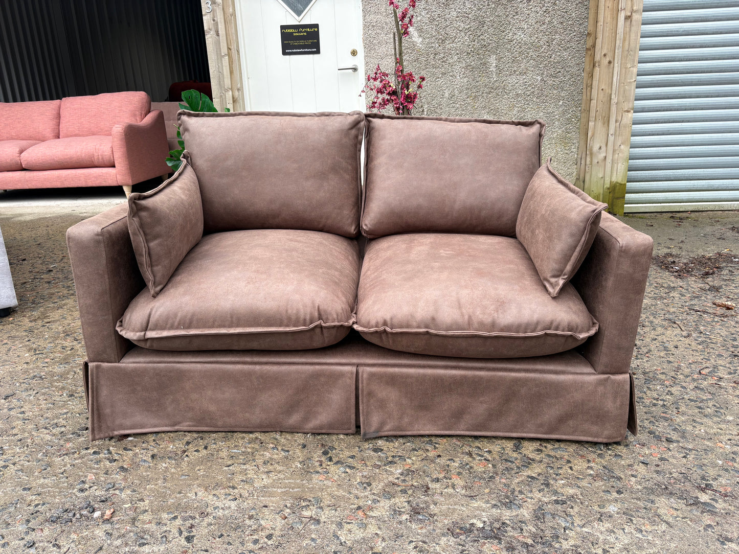Small 2 seater Brown Leather Sofa - Perfect for a rental property